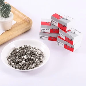 240/480Pcs Metal Thumbtacks Round Flat Push Pin Drawing Pin Flat Head Tacks - Picture 1 of 10