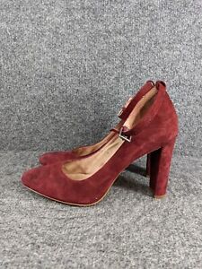 Madewell The Cara Ankle-Strap Purple Suede Heels Sz 8.5 Womens