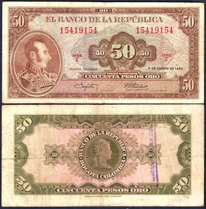 COLOMBIA ๐จ๐ด P402a* 50 PESO ORO* ND 07/08/1960* XF* VENDITORE USA - Foto 1 di 1