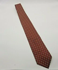 HUNTINGTON Mens Necktie 100% Silk Red, Blue Geometric Made USA - Picture 1 of 5