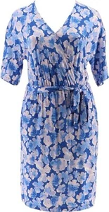 J Jason Wu Knit Floral Wrap Dress Blue Floral XL New - Picture 1 of 1