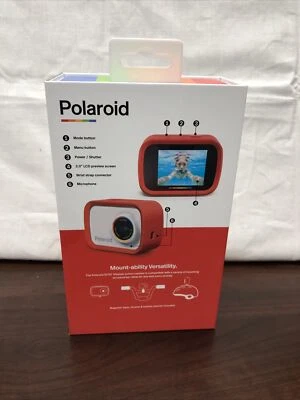 New Polaroid iD757-RED Digital/Action Camera SEALED 18MP Magnetic Base & Mounts - Image 1 of 4