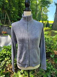 Hello Nite Sz L/XL Heavyweight Zip-Up Gray Ribbed Cardigan Sweater With Pockets - Picture 1 of 3