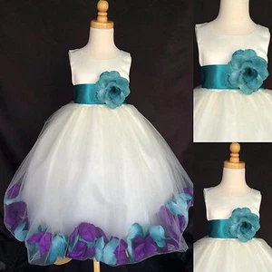 Ivory Mixed Rose Petal Dress Flower Girl Bridesmaid Birthday Pageant Easter #24 - Picture 1 of 50