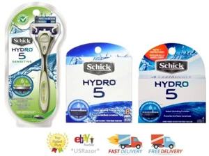 14 Schick Hydro 5 Razor Blades 12 Refills 2 Sensitive Cartridges Shaver Handle 8 - Picture 1 of 3