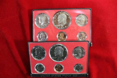 2- U.S. MINT CLAD PROOF SETS, 1-1973-S & 1-1974-S, NO COA  OR  PACKAGING Cover