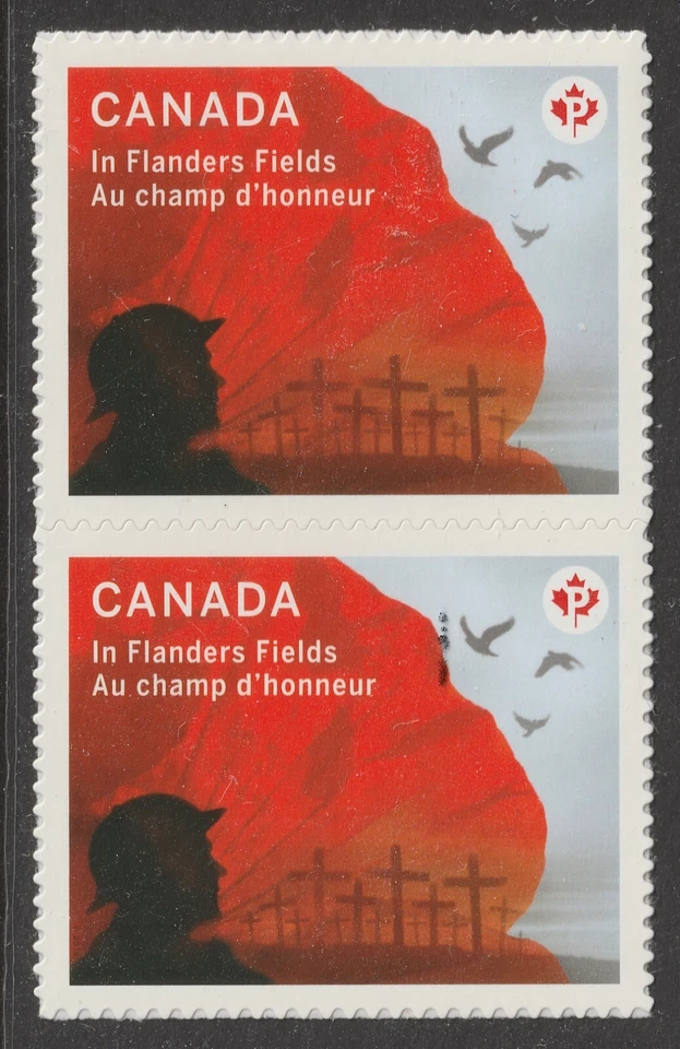 Canada 2836 In Flanders Fields P vert pair MNH 2015 - Image 1 of 1