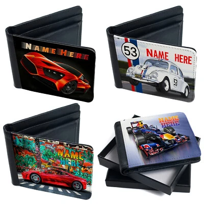 KRAFTYGIFTSUK Personalised Car Wallet Bi Fold Card Holder Rally Custom Text Birthday Gift