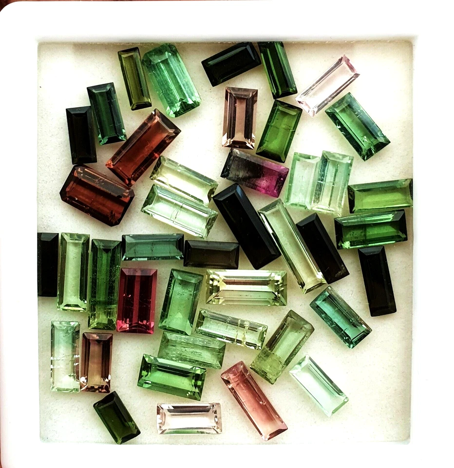 Lote de 20 piedras preciosas sueltas corte baguette de turmalina multi natural 2*4-4*8 mm 10 ct Foto 1 de 4