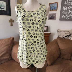 Nue Options Jersey Knit Novelty Print Flip Flop Top Size S - Picture 1 of 4