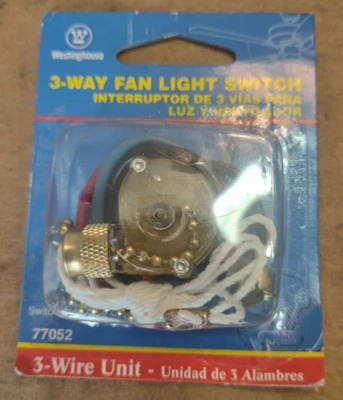 Interruptor de luz de ventilador de 3 vías Westinghouse Lighting Corp parte # 77052 - nuevo en caja Foto 1 de 2