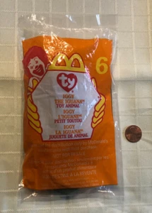 SEALED TY Vintage IGGY THE IGUANA 1999-1993 Teenie Beanie MCDONALD'S#6 w/errors - Picture 1 of 2