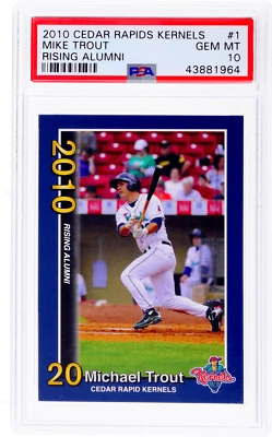Cedar Rapids Kernels Mike Trout Rising Alumni #1 2010 PSA 10 Foto 1 de 2