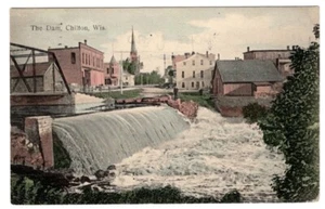 CHILTON WISCONSIN LOT OF 3 POSTCARDS 1909 DAM HIGH SCHOOL STREET SCENE - Picture 1 of 3