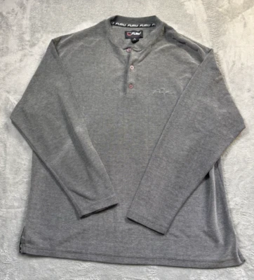 FUBU Henley Pullover Men 2XL Gray Cotton Blend Long Sleeve Free Shipping - Image 1 of 4