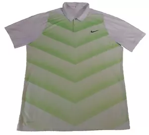 Nike Tiger Woods Polo Shirt Large VL Hypercool Fade 726203-100 White Green Rare - Picture 1 of 10