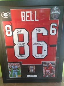 DILLON BELL FRAMED JERSEY SIGNED W INSCRIPTIONS DISPLAY GEORGIA COA! - Picture 1 of 5