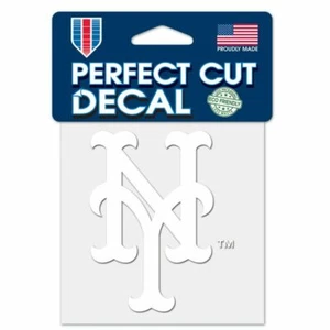NEW YORK METS WHITE LOGO CUT DECAL 4"X4" FOR CAR WINDOWS LAPTOP COVERS - Picture 1 of 1