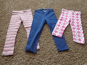 Girl's sz 4T EUC name brand leggings (3) cotton/spandex blue/pinks/brown/white - Foto 1 di 8