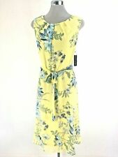 Madison Leigh NEW Modern YELLOW/TURQUOISE Floral Chiffon Washable Dress size 18
