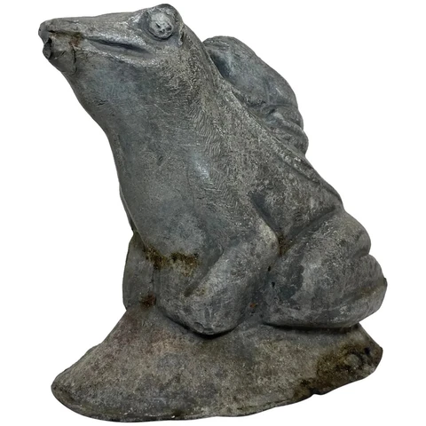 Small Antique British Lead Mother Frog Fountain Head Spout Water Feature Cover