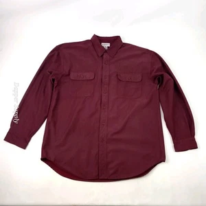 Knightsbridge Suede Button Up Shirt Mens Size XL Burgundy Polyester Long Sleeve - Picture 1 of 9