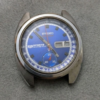 Temporizador de velocidad Seiko 6139-6010 cronógrafo vintage esfera azul Japón — para piezas Foto 1 de 4