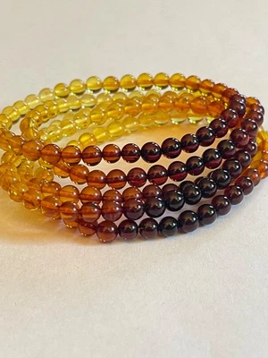 Pulsera con cuentas ámbar natural color mezclado ámbar sangre ámbar báltico 5 mm Foto 1 de 4