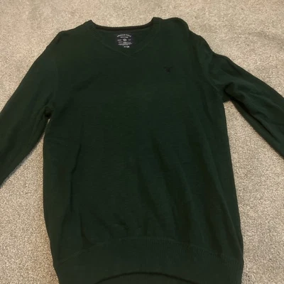 Suéter American Eagle Outfitters Para Hombre Manga Larga Verde Oscuro Cuello en V Talla S Foto 1 de 4