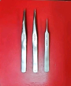 UTICA Watchmakers Jewelry TWEEZERS, Set of 3, "MM" and "4SA", EUC, VTG - Picture 1 of 24