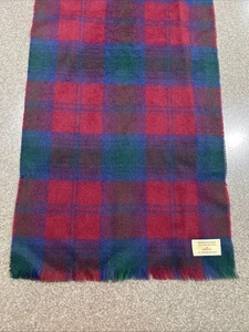 Scotland Vtg 100% Pure Wool Scarf Plaid Fringe Ingles Buchan Made Scotland 11” - Picture 1 of 4