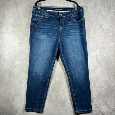 Pantalones de mezclilla Amethyst Betty para mujer talla 18 azul lavado oscuro ajustados tiro alto elásticos Foto 1 de 4