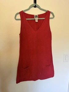 Vintage Prairie Underground Hanf Seidenmischung rot Minikleid Taschen V-Ausschnitt XS EUC - Bild 1 von 5