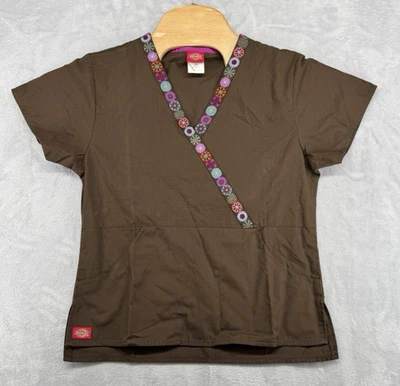 Uniforme de enfermera médica Dickies colorido cuello en V bolsillos marrón para mujer talla XS NUEVO SIN ETIQUETAS Foto 1 de 4