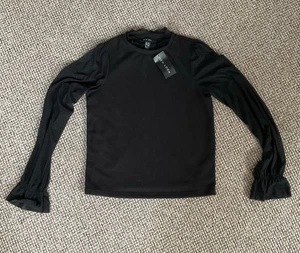 New Look Long Sleeve Black Jumper With Silk Like Sleeves Size 10 Top - Picture 1 of 5