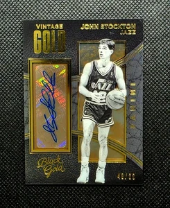 2015-16 Panini Black Gold John Stockton Vintage Auto #/99 Jazz - Picture 1 of 3