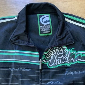 VTG Ecko Unltd Track Jacket Mens XL Black Green Seven Deuce Flipping Script Zip - Picture 1 of 14