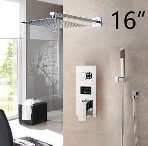 16 Inch Shower Set 2-way Bathroom Tap Wall Mount Mixer Digital Mixer Valve Tap - Picture 1 of 8