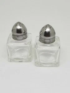 CircleWare Miniature Retro Glass Salt & Pepper Shakers With Stainless Tops ..New - Picture 1 of 7