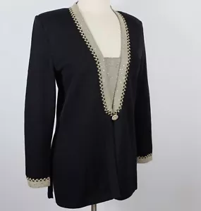 St John Marie Gray Evening long jacket sz 6 black santana knit sparkling palette - Picture 1 of 13