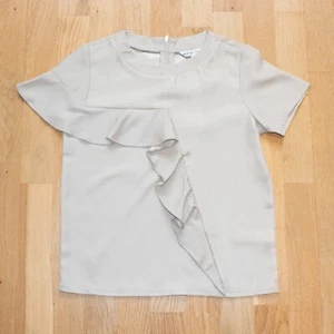 Light Grey Ruffle Top Blue Inc Short Sleeved BNWT Size 6 - Picture 1 of 8