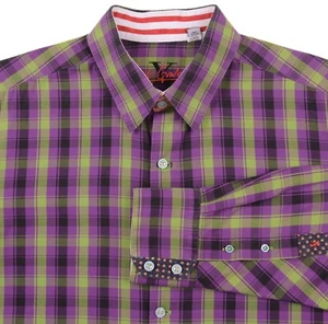 Robert Graham Purple & Green Plaid Check Embroidered Cotton Casual Shirt L  - Picture 1 of 11