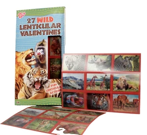 Wild Animal Lenticular Valentine's Day Classroom Cards 27 Count Box - Picture 1 of 3