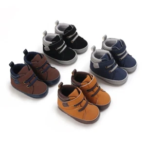 Toddler PreWalker Trainers Infant High Top Booties Newborn Baby Boys Crib Shoes - Picture 1 of 27
