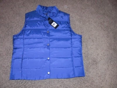 DAISY FUENTES blue PUFFER VEST snap button Women's XL NEW $48 TAGS NWT - Image 1 of 4