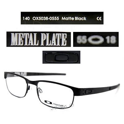 Oakley METAL PLATE OX5038-0555 Matte Black Titanium Eyeglasses 55/18/140 - New  - Image 1 of 4