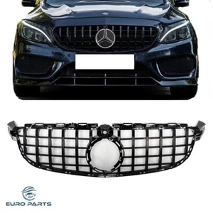 Black Grille For Mercedes Benz W205 C-Class C200 C300 63AMG 2019 2020 2021 - Picture 1 of 5