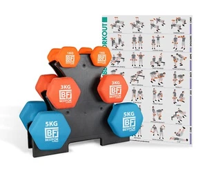 Bestfor Neoprene Iron Dumbbell Stand Set Aerobic Workout Fitness Home Gym 9-18Kg - Picture 1 of 24