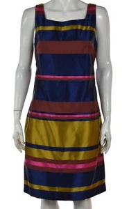 Trina Turk Damen Kleid Größe 8 Blau Weinrot Gestreift Etui Knielang Ärmellos - Bild 1 von 6