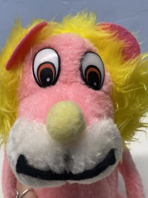 复古 Wander Toys 粉色和黄色 10 英寸填充狮子 — 第 1/4 张图片